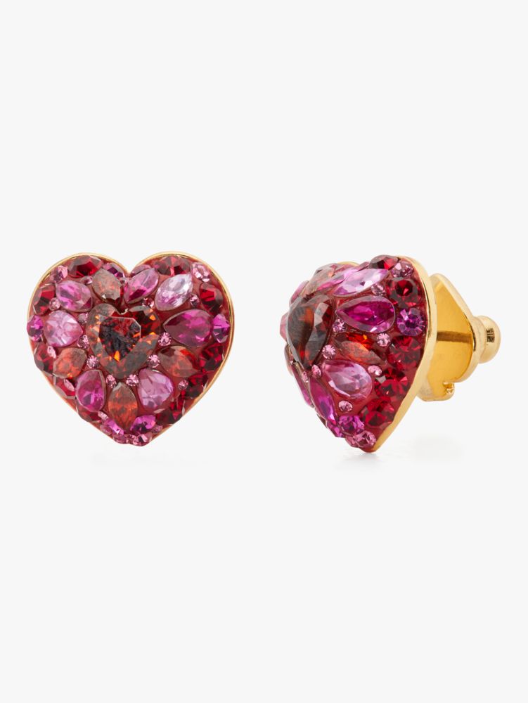 Something Sparkly Heart Clay Pavé Studs, Red Multi, Product