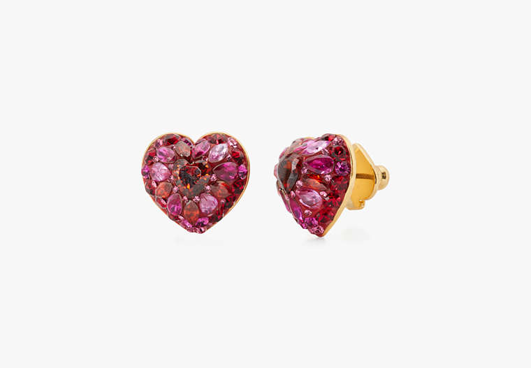 Something Sparkly Heart Clay Pavé Studs, Red Multi, Product image number 0