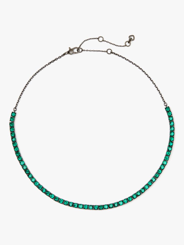 Shimmy Tennis Necklace, Green, ProductTile