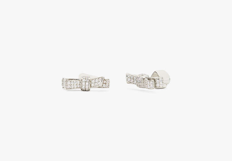 Ribbon Pavé Bow Studs, Clear/Silver, Product image number 0