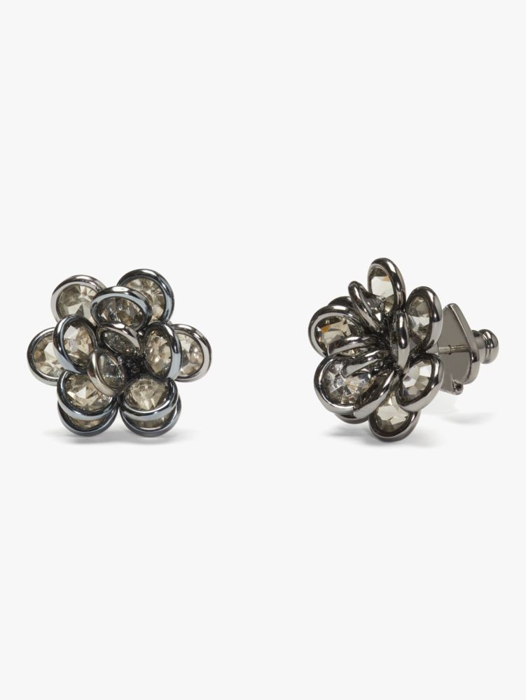 Jeweled Rosette Studs, Black Diamond, Product