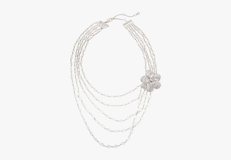Jeweled Rosette Multi Strand Necklace, Clear, Product image number 0