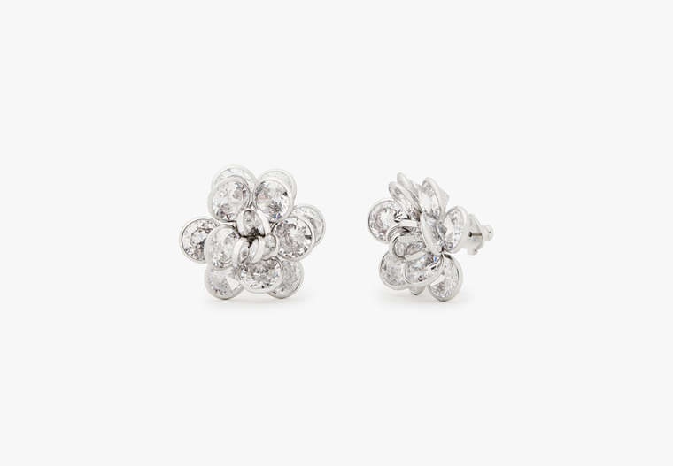 Jeweled Rosette Statement Studs, Clear, Product image number 0