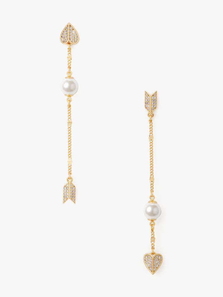 Love Game Arrow Linear Earrings, Cream/Gold, Product