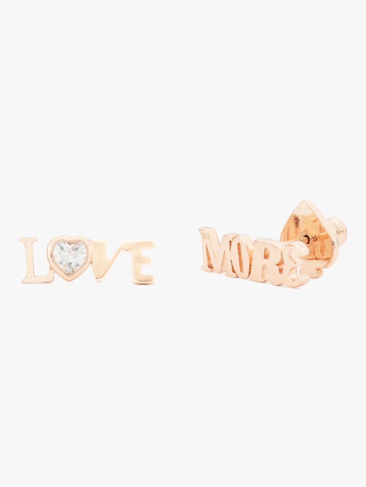 Spell It Out More Love Studs, Clear/Rose Gold, ProductTile