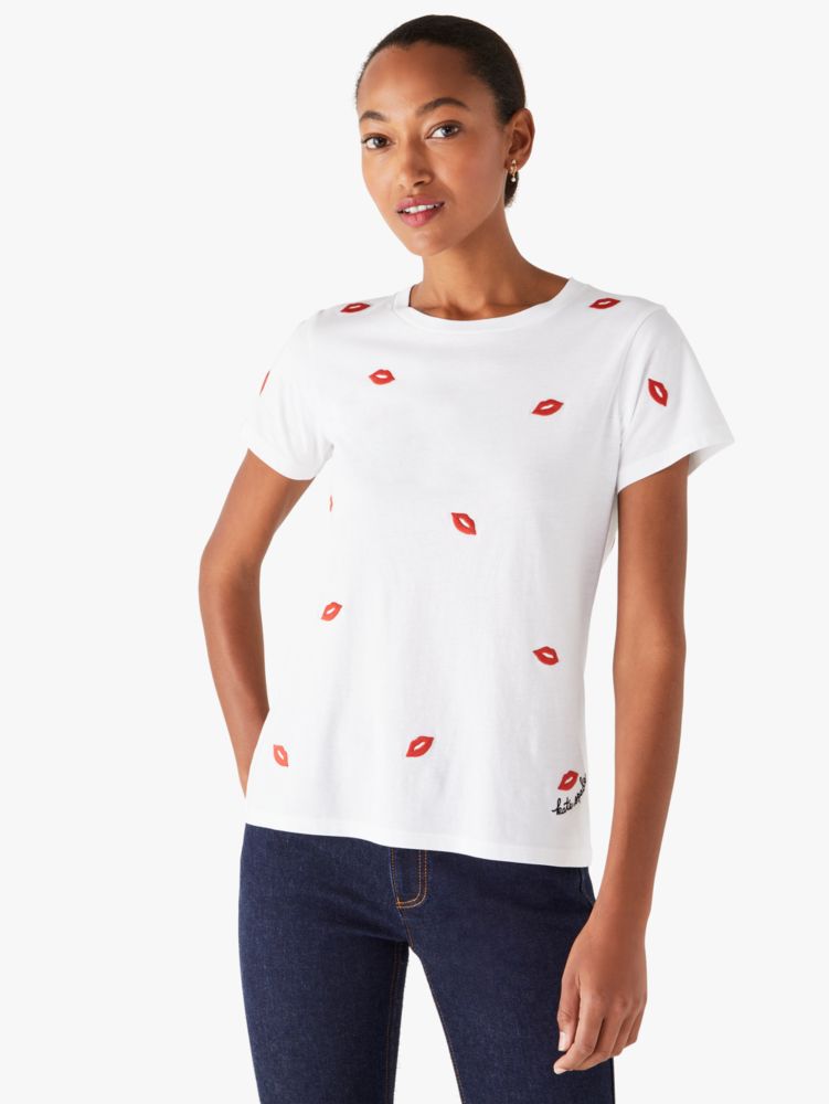 Embroidered Kisses Tee | Kate Spade New York