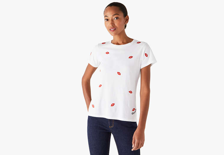 Embroidered Kisses Tee, Fresh White, Product image number 0