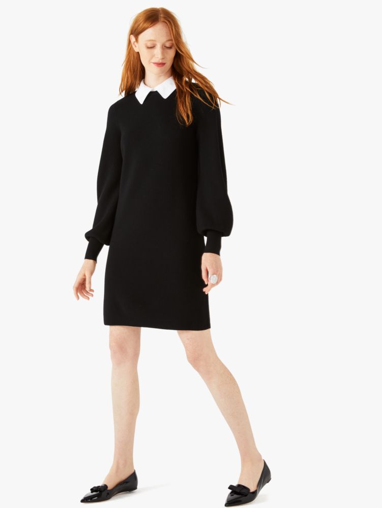 Pearl Necklace Sweater Dress, Black, Product