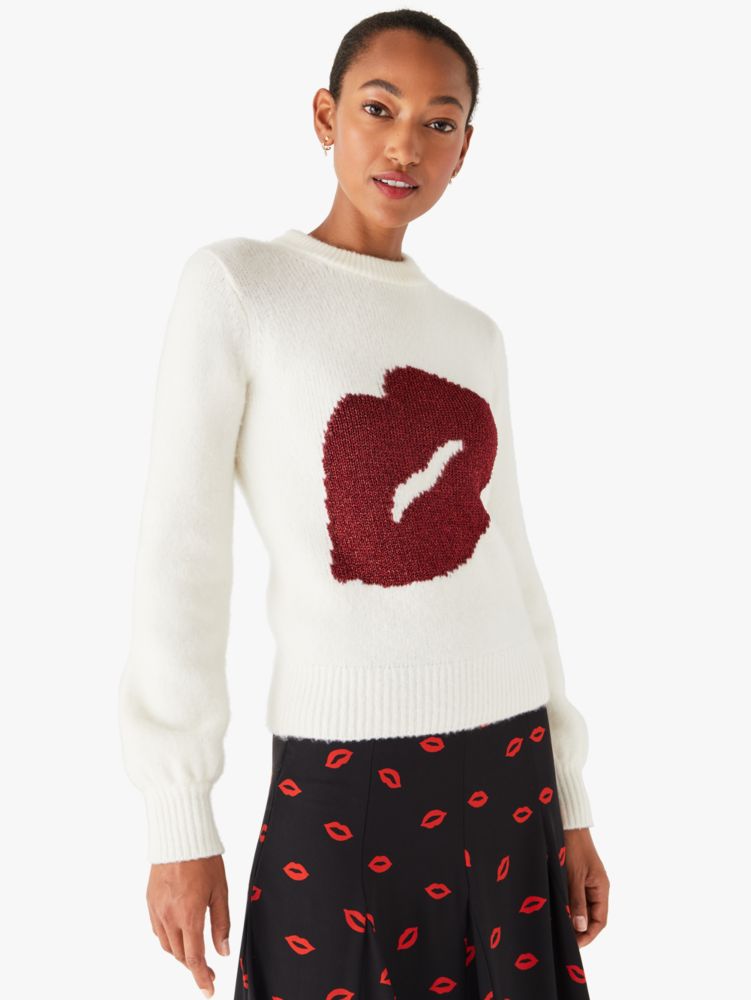 Women's french cream sparkle kiss sweater | Kate Spade New York IT