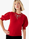 pearl-rhinestone bow sweater, , s7productThumbnail