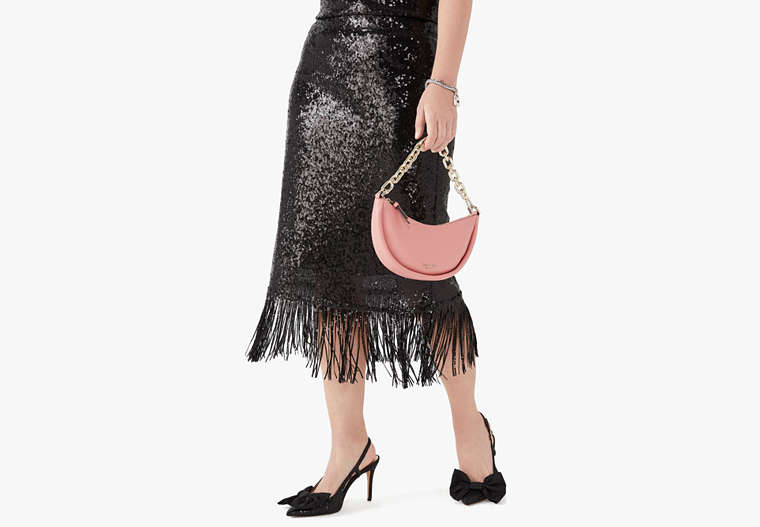Sequin Fringe Skirt, Black, Product