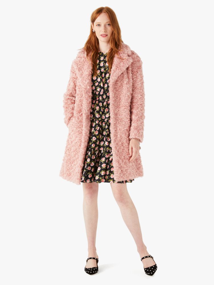 jewel-button teddy coat, New Rose, Product