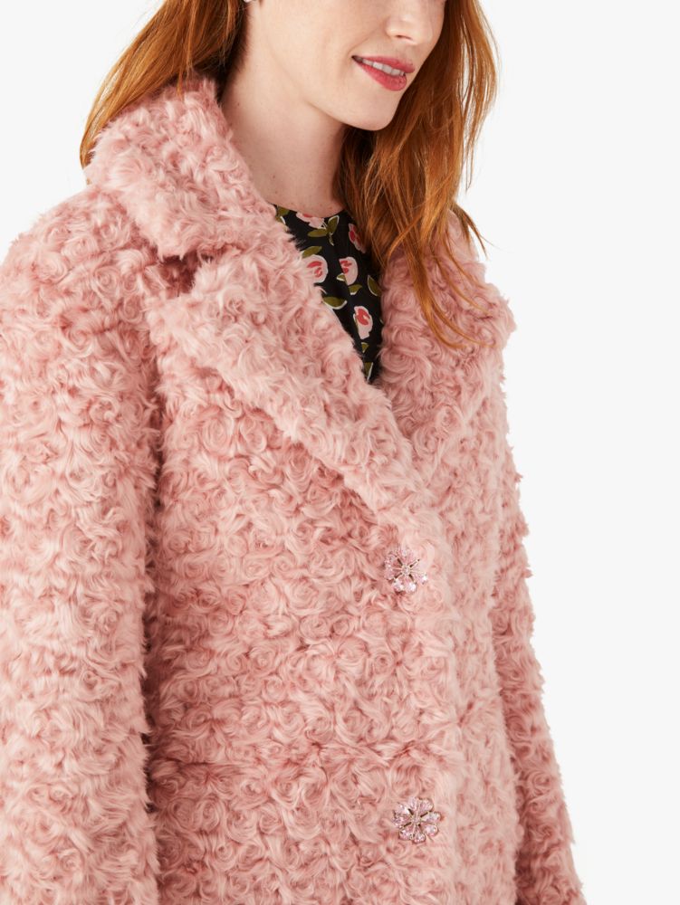 jewel-button teddy coat, New Rose, Product