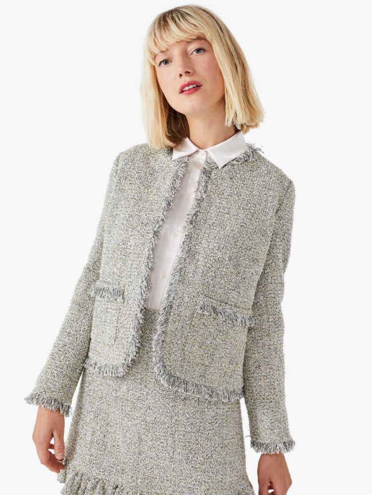 Metallic Tweed Jacket, Silver, Product