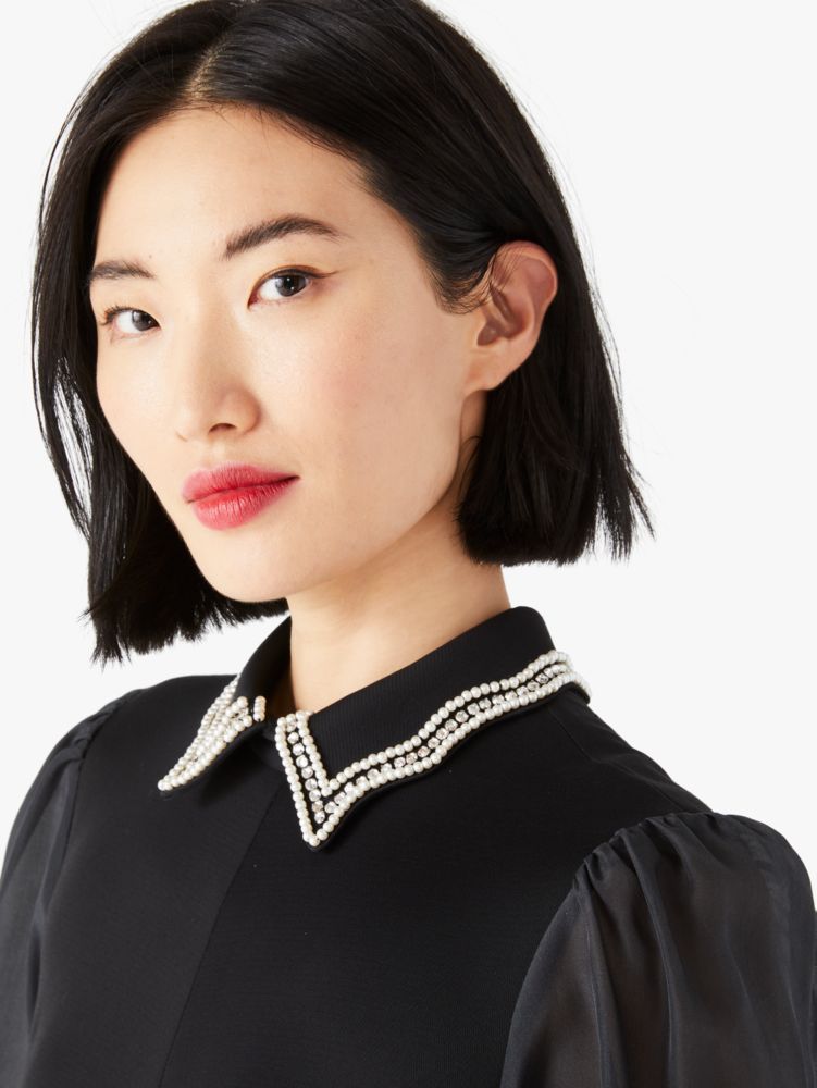 Embellished Collar Shirtdress, Black, Product