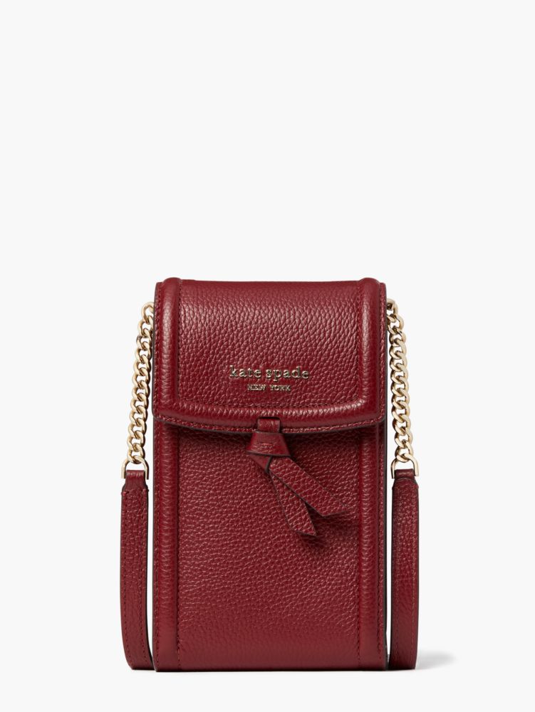 Kate Spade New York Knott Pebbled Leather Flap Crossbody Autumnal Red One  Size: Handbags