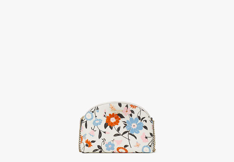 Spencer Floral Garden Embossed Double-zip Dome Crossbody, Parchment Multi, Product