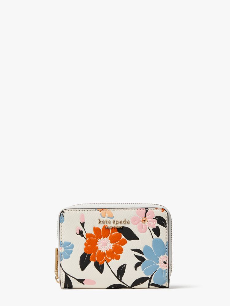 Spencer Floral Garden Embossed Zip Cardholder, Parchment Multi, ProductTile