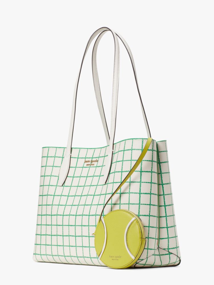 All Day Tennis Check Large Tote Bag, Parchment Multi, Product