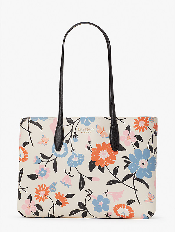 all day floral garden large tote, , rr_large