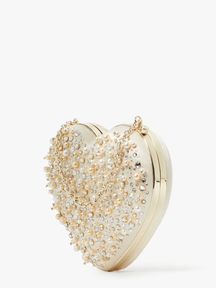 Bridal Embellished 3 D Heart Clutch, Multi, Product