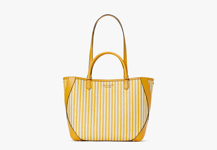 Kate Spade,buddie striped straw small tote,Small,Sunglow Multi image number 0