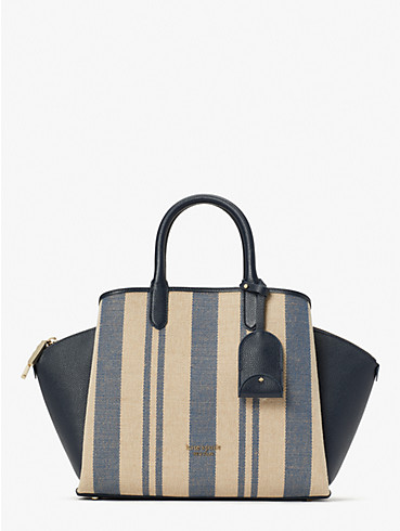 avenue striped canvas medium satchel, , rr_productgrid