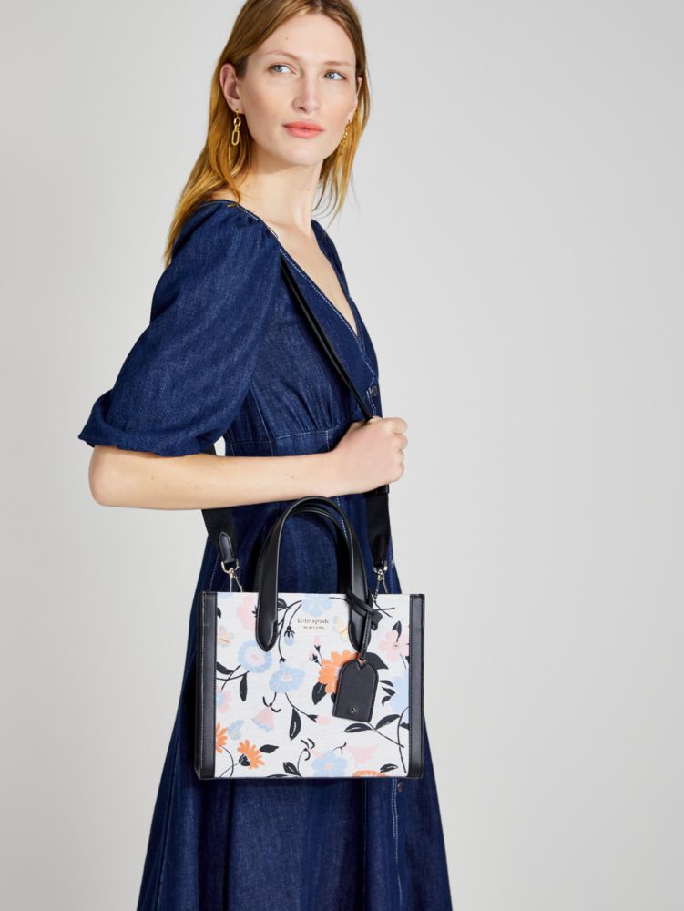 Manhattan Floral Jacquard Small Tote, Bone Multi, Product