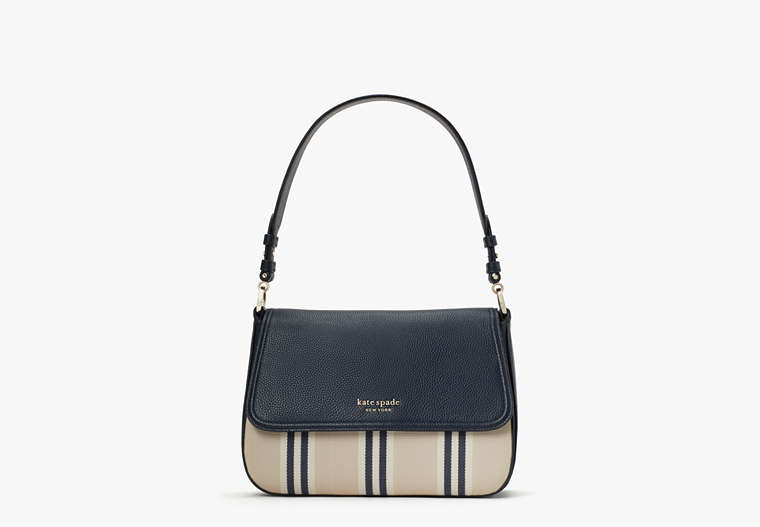 Hudson Striped Canvas Medium Convertible Shoulder Bag, Blazer Blue Multi, Product