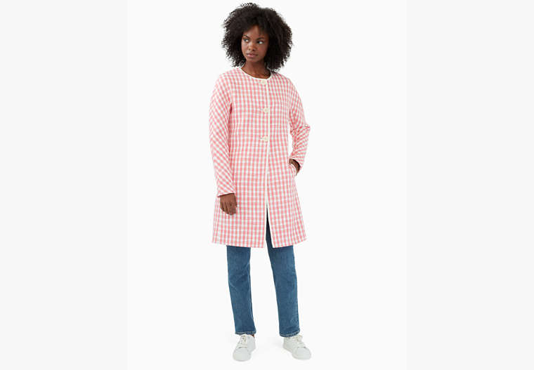 Gingham Tweed Coat, Peach Nectar, Product image number 0