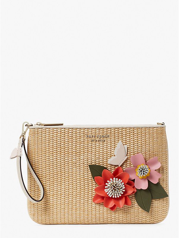 petal straw flower pouch wristlet, , rr_large