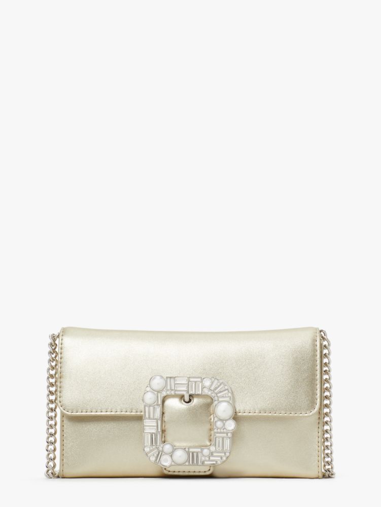 Bridal Buckle Metallic Crossbody, Pale Gold, ProductTile