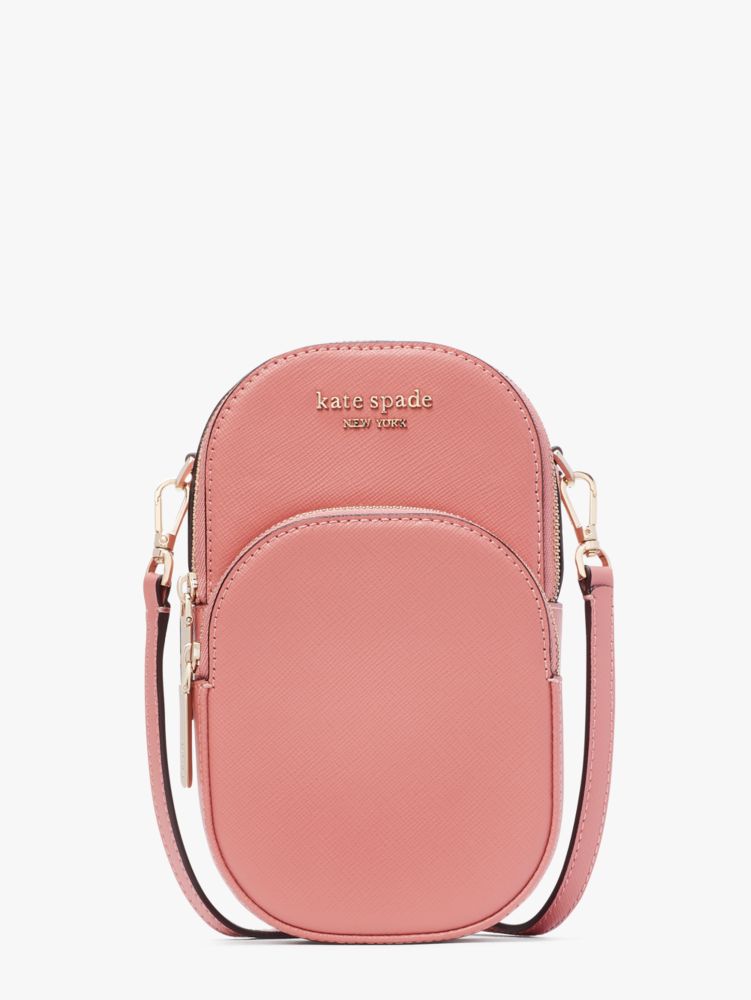 Kate Spade Spencer Croco-Embossed Leather Phone Crossbody Bag, Festive Pink