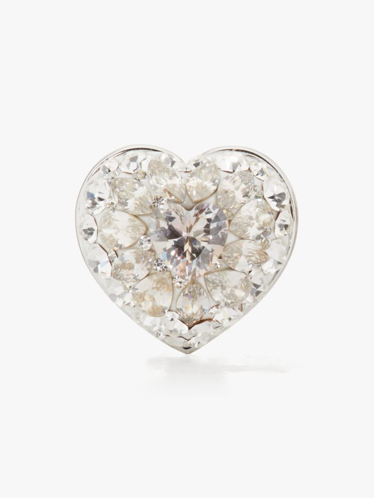 Something Sparkly Heart Clay Pavé Studs, Clear/Silver, Product