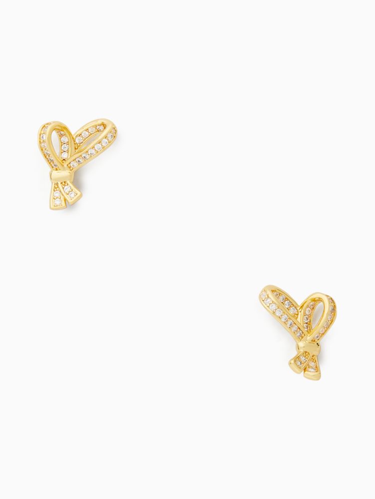 All Tied Up Pave Studs, Clear/Gold, ProductTile