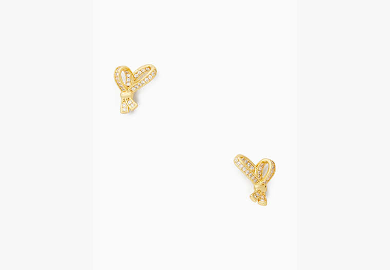 All Tied Up Pave Studs, Clear/Gold, Product image number 0