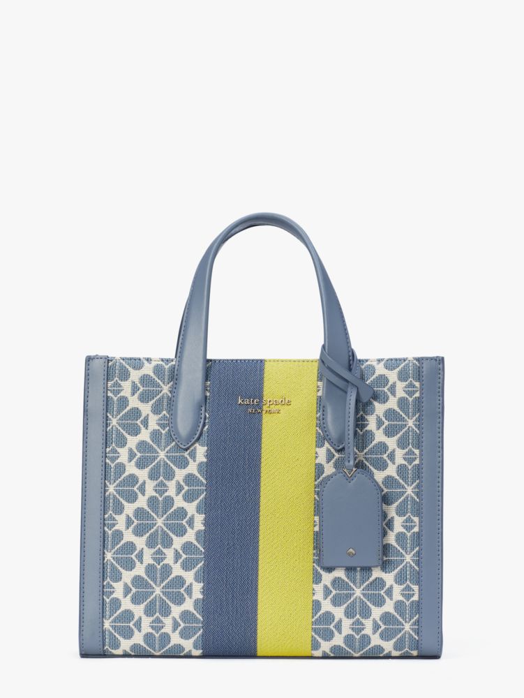 Kate Spade Spade Flower Jacquard Stripe Manhattan Small Tote In Morning Sky Multi