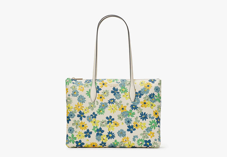 All Day Floral Medley Large Zip-top Tote, Parchment Multi, Product image number 0