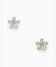 Gleaming Gardenia Flower Studs, Clear/Silver, ProductTile