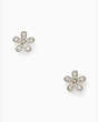 Gleaming Gardenia Flower Studs, Clear/Silver, Product