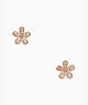 Gleaming Gardenia Flower Studs, Clear/Rose Gold, ProductTile