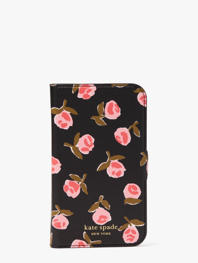 Knott Ditsy Rose Iphone 12 Pro Wrap Folio Case On Chain, Black Multi, Product