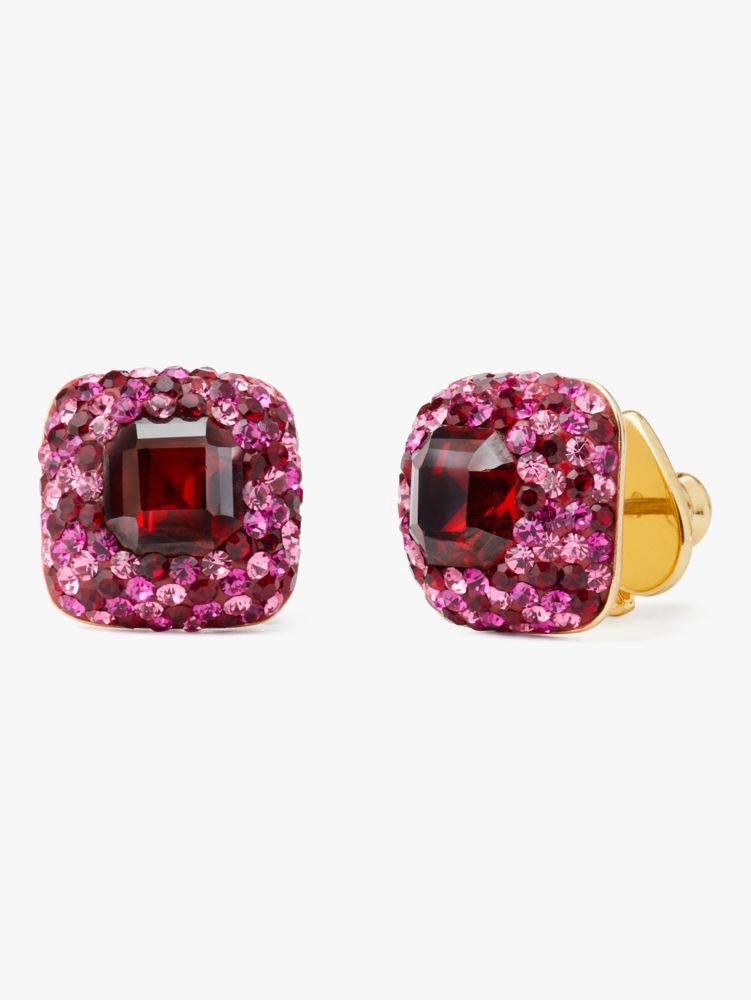 Something Sparkly Cushion Clay Pavé Studs, Red Multi, Product