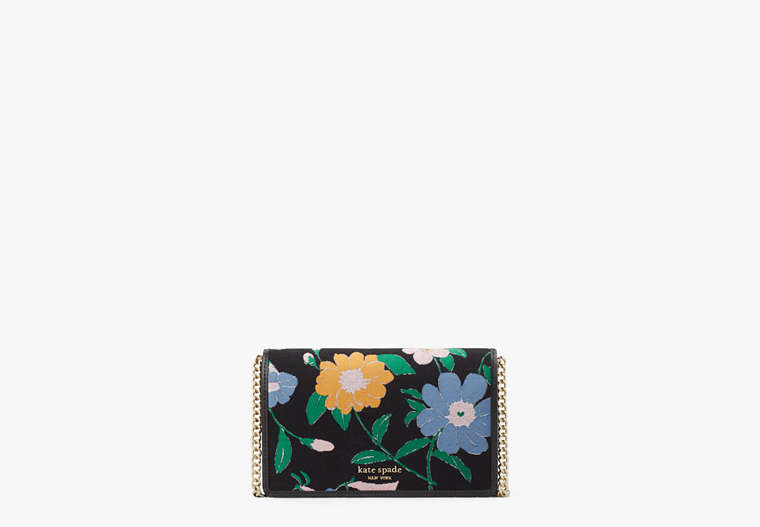 Floral Jacquard Chain Wallet, Black Multi, Product