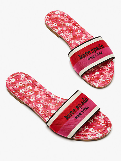Kate Spade Meadow Logo Web Flat Sandals In Festive Pink/heirloom Tomato