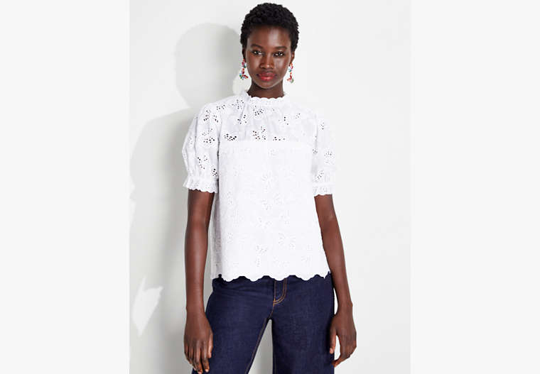 Butterfly Eyelet Top, Fresh White, Product image number 0
