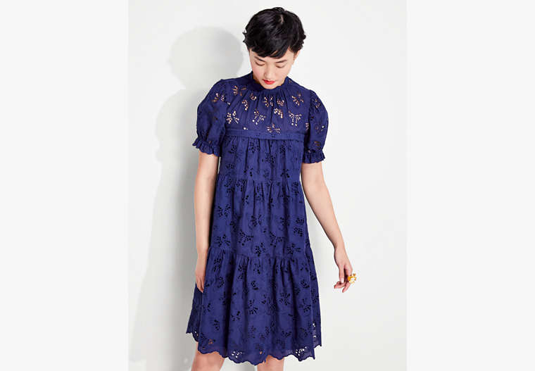 Butterfly Eyelet Tiered Dress, Squid Ink, Product image number 0
