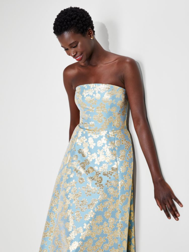 Floral Medley Brocade Dress, Tranquil Blue, Product