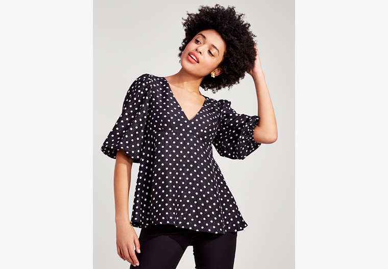 Harmony Dot Cloqué Top, Black, Product image number 0