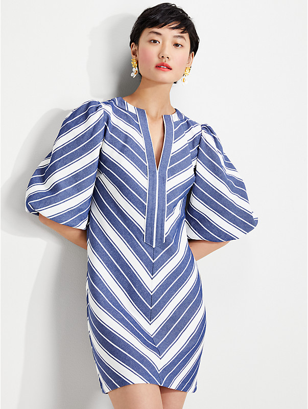 stripe double cloth dress, , rr_large